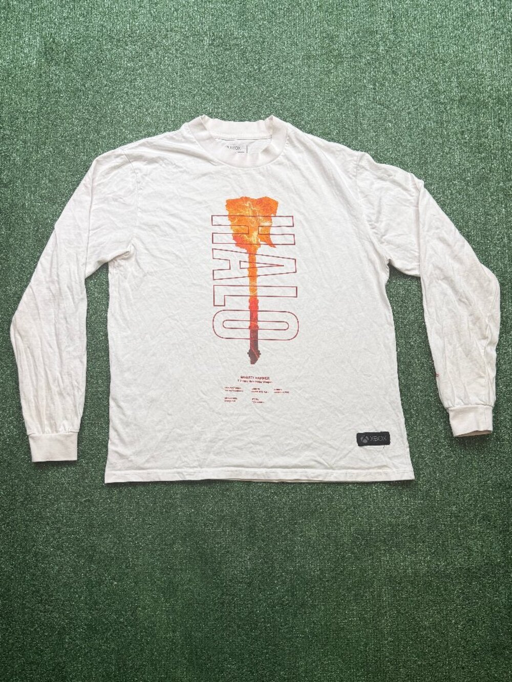 Halo x Xbox Gravity Hammer Graphic T Shirt Men's Size M White Long Sleeve Tee